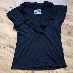 Anthropologie Deletta Black Ruffle Top